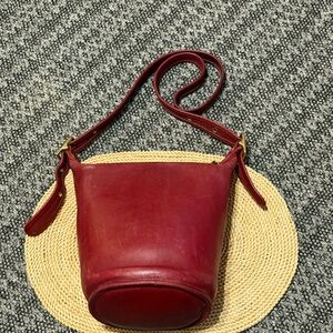 Coach Vintage Helen Legacy Red Leather Bucket Shoulder Bag with Adjustable Strap
